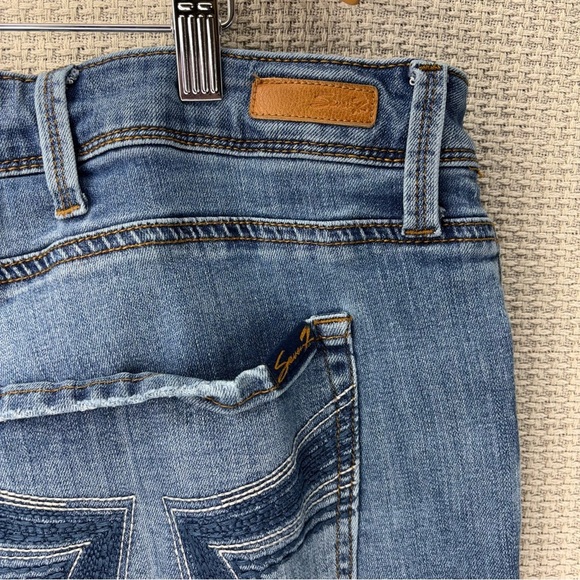 Seven7 Skinny Jeans Plus Size 28 Button Fly Raw Hem 46x27 Stretch Casual Logo - Picture 7 of 9